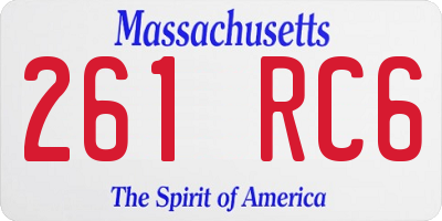 MA license plate 261RC6