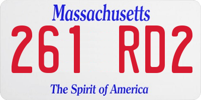 MA license plate 261RD2