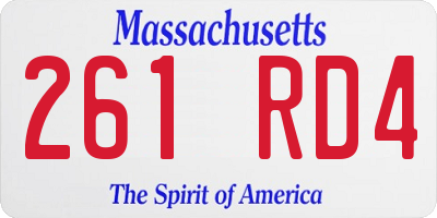 MA license plate 261RD4