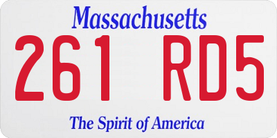MA license plate 261RD5