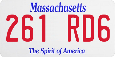 MA license plate 261RD6