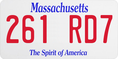 MA license plate 261RD7