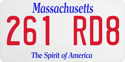 MA license plate 261RD8