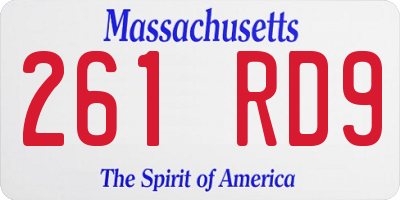 MA license plate 261RD9