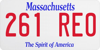 MA license plate 261RE0