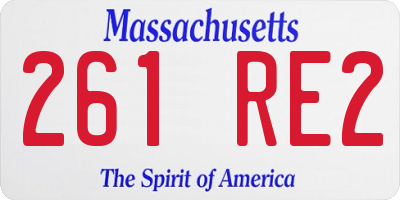 MA license plate 261RE2