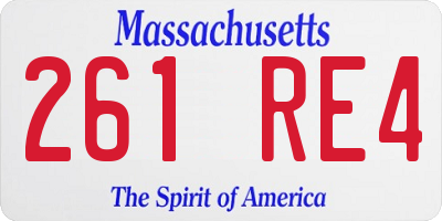 MA license plate 261RE4