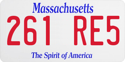 MA license plate 261RE5