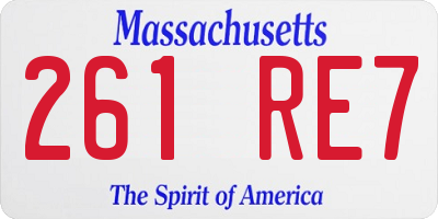 MA license plate 261RE7