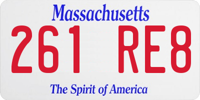 MA license plate 261RE8