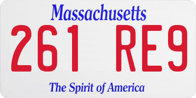 MA license plate 261RE9