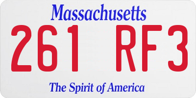 MA license plate 261RF3