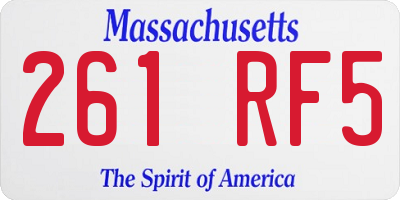 MA license plate 261RF5