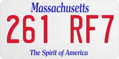 MA license plate 261RF7