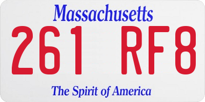MA license plate 261RF8
