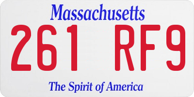 MA license plate 261RF9