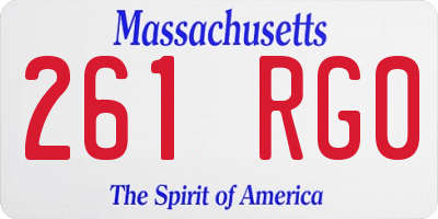 MA license plate 261RG0