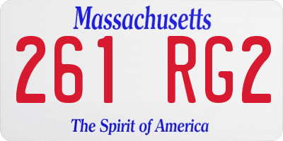 MA license plate 261RG2