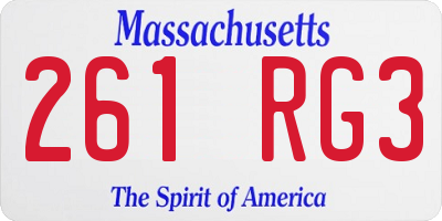 MA license plate 261RG3