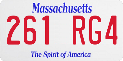 MA license plate 261RG4