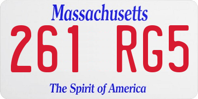 MA license plate 261RG5