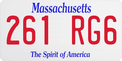 MA license plate 261RG6