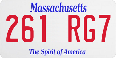 MA license plate 261RG7