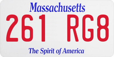 MA license plate 261RG8