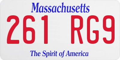 MA license plate 261RG9