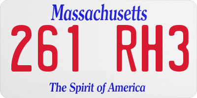MA license plate 261RH3