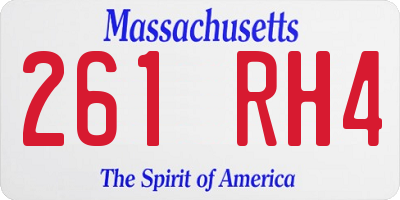 MA license plate 261RH4