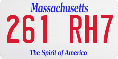 MA license plate 261RH7