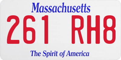 MA license plate 261RH8
