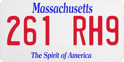 MA license plate 261RH9