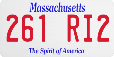 MA license plate 261RI2