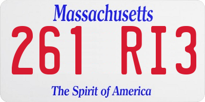 MA license plate 261RI3