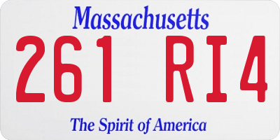 MA license plate 261RI4
