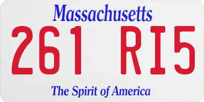 MA license plate 261RI5