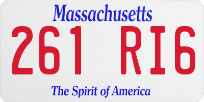 MA license plate 261RI6