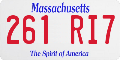 MA license plate 261RI7