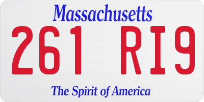 MA license plate 261RI9