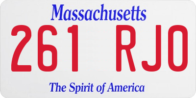 MA license plate 261RJ0