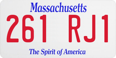 MA license plate 261RJ1