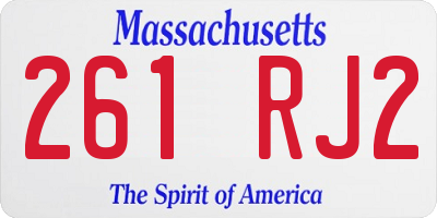MA license plate 261RJ2