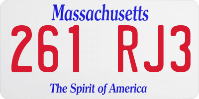 MA license plate 261RJ3