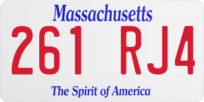 MA license plate 261RJ4
