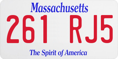 MA license plate 261RJ5