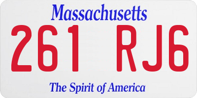 MA license plate 261RJ6