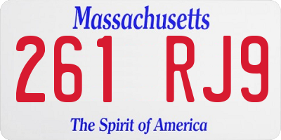 MA license plate 261RJ9
