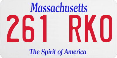 MA license plate 261RK0